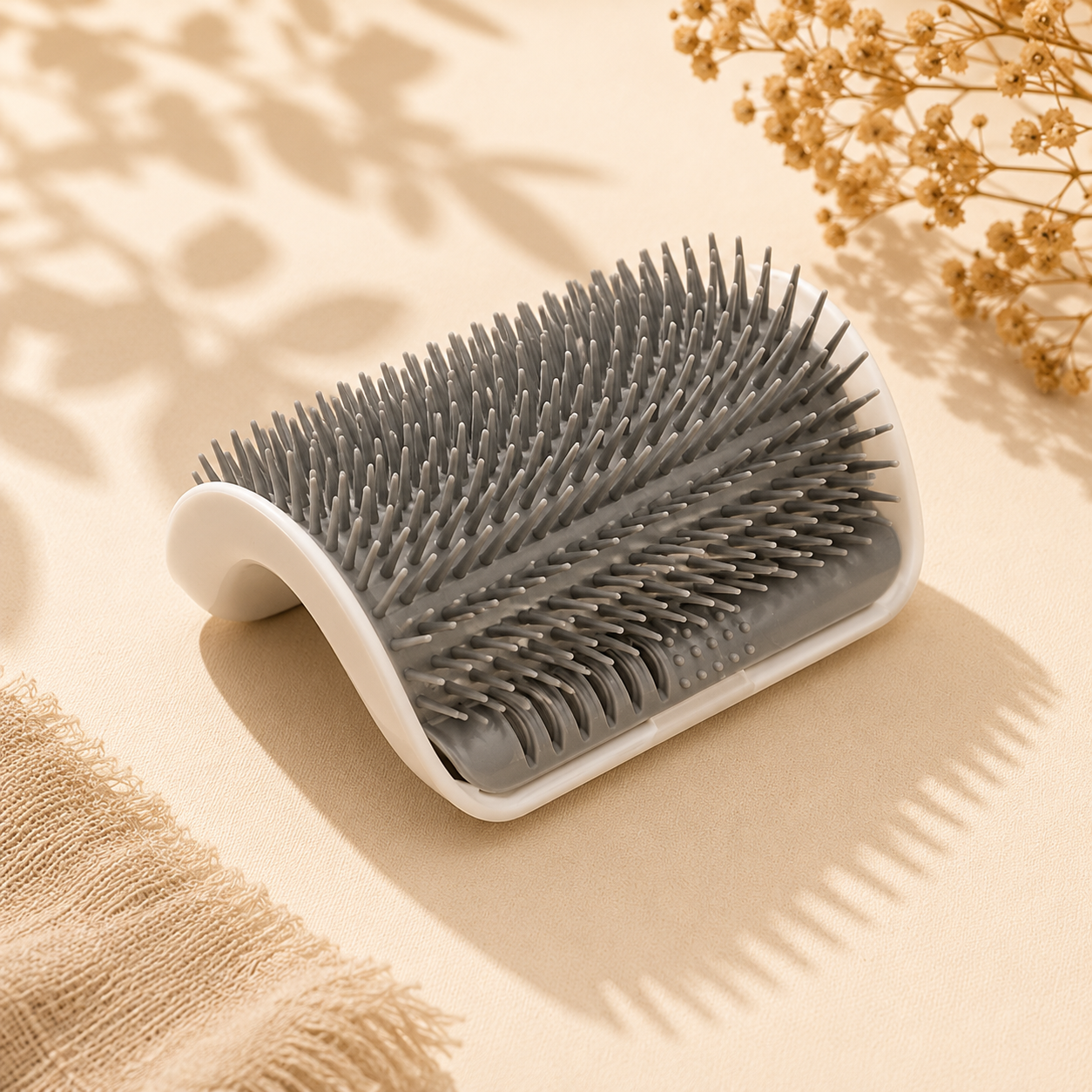 Brosse Auto-Grooming Chat - Massage Coin Mur Anti-Poils Peigne Amovible