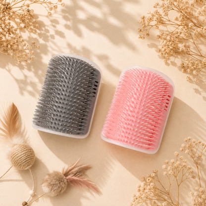 Brosse Auto-Grooming Chat - Massage Coin Mur Anti-Poils Peigne Amovible