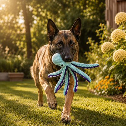 Jouet Peluche Pieuvre Chien Couinant — Anti-Ennui & Stimulation